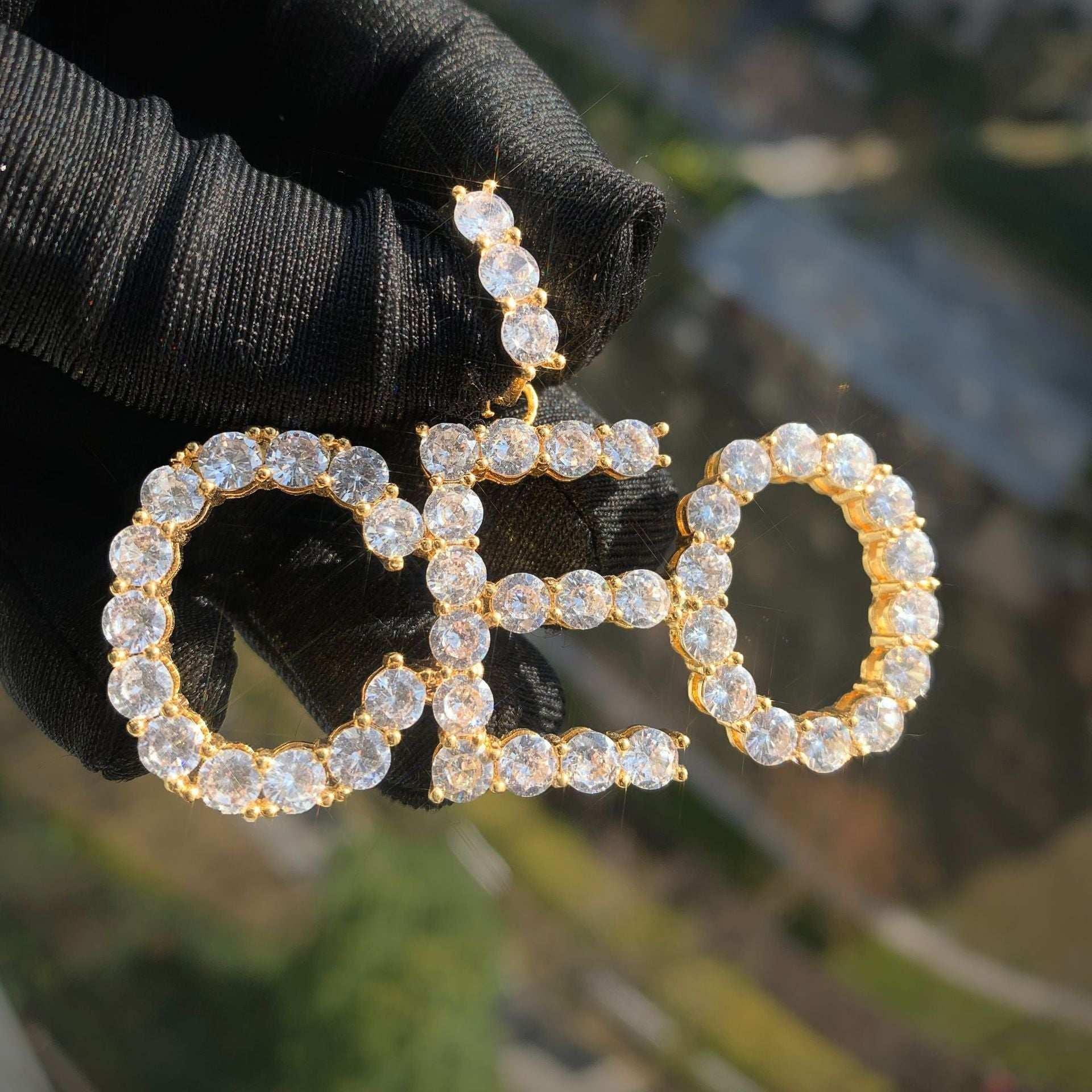 Gold Plated Letter Pendant Necklace | Iced Out CZ Hip Hop Rapper Fashion Jewelry - CaratixJewelry